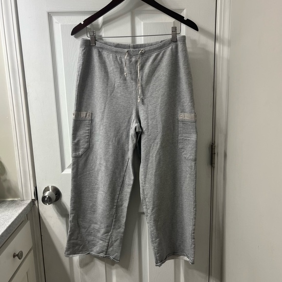 J Jill women’s gray cropped boxy cotton straight wide leg sweatpants - Picture 1 of 5